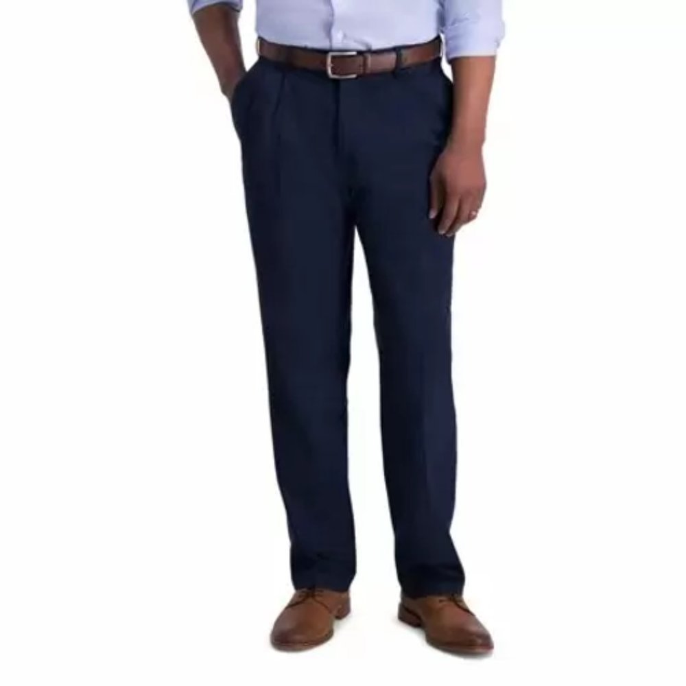 Men's Haggar Iron Free Premium Khaki Pleated Classic-Fit Pants, Size: 36W X 34L